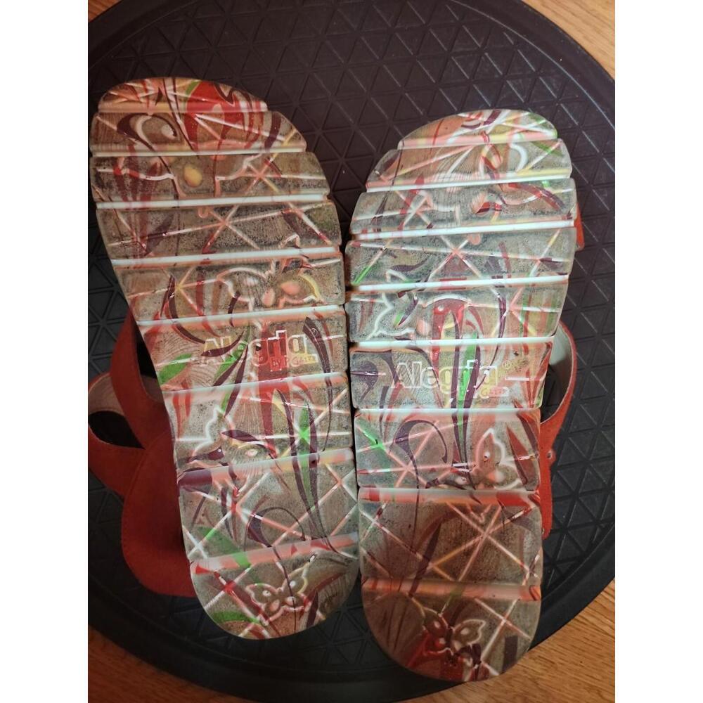 Alegria by PG Lite ANA-172 Wedge Sandals US 8 Red Suede Multicolor soles - Picture 6 of 8